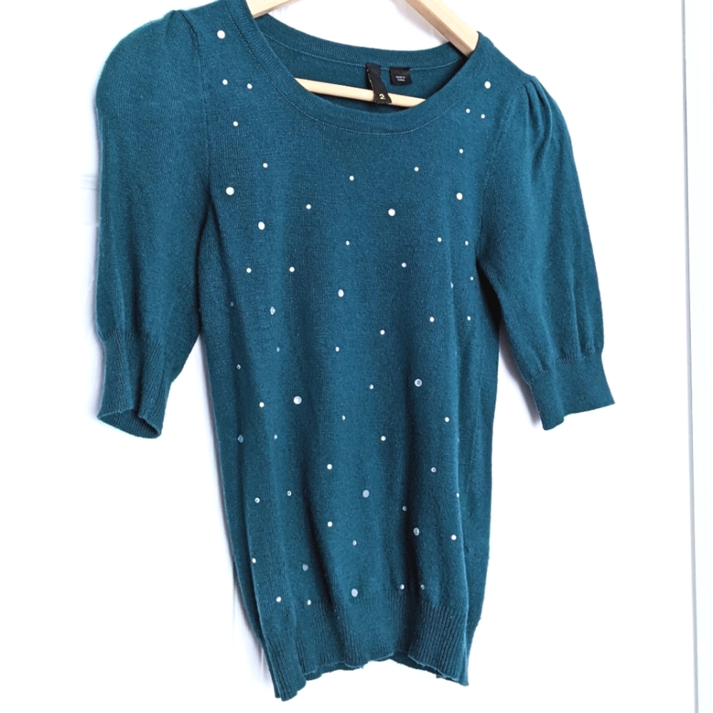 Turquoise Angora Blend, Holiday Party Sweater. Sz 2.